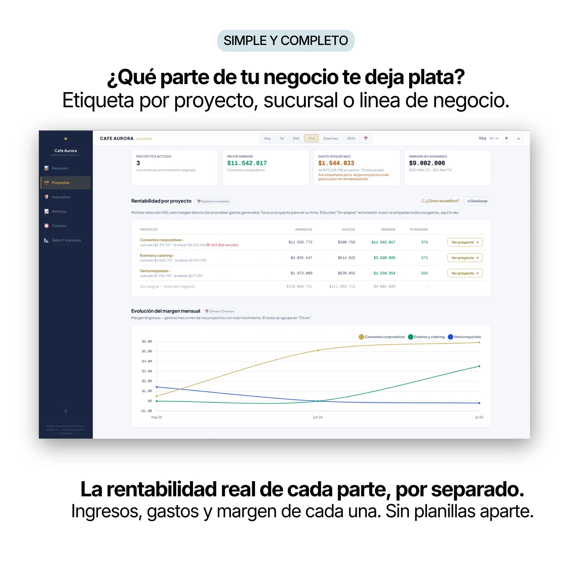 Rentabilidad por proyecto en Kavero Empresas