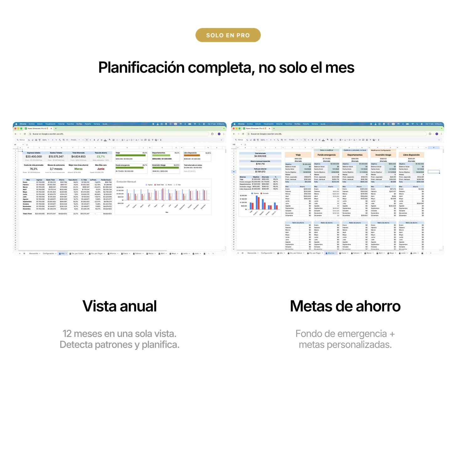 Gráficos de ahorro mensual — Kavero PRO Excel