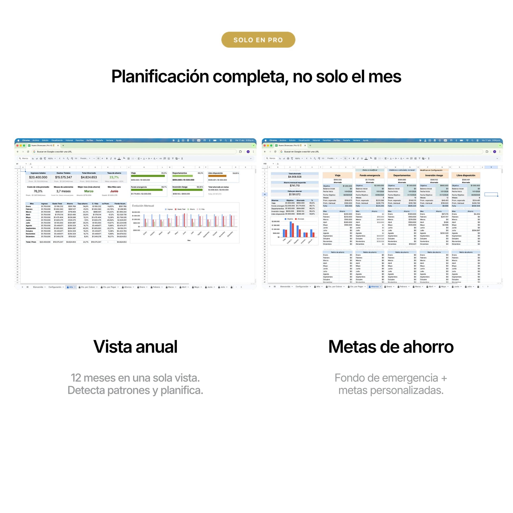 Gráficos de ahorro mensual — Kavero PRO Excel