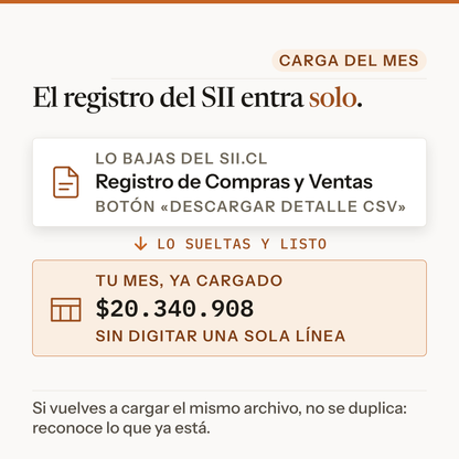 Importador del registro de compras y ventas del SII, sin digitar