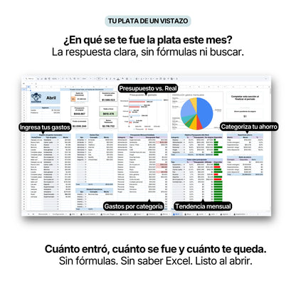 Dashboard mensual Kavero PRO: en qué se te fue la plata este mes, presupuesto vs real y distribución de gastos