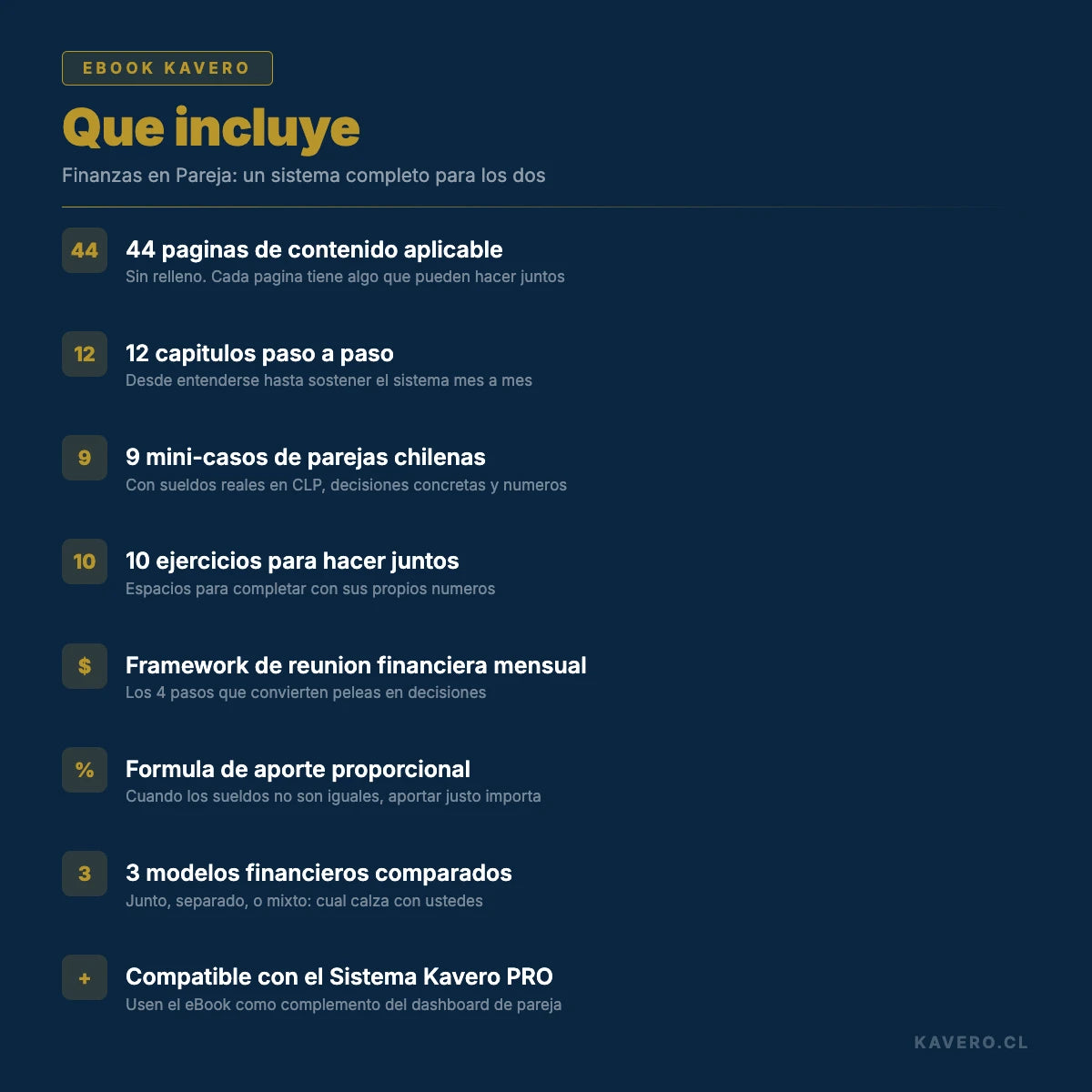 Finanzas en Pareja - Qué incluye